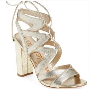 Sam Edelman Yardley Light Gold Block Heels Sz 8